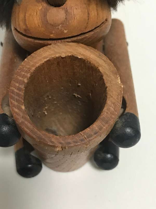 Vintage Danish Teak Articulated Ape Caveman Playing Drum by Kay Bojensen