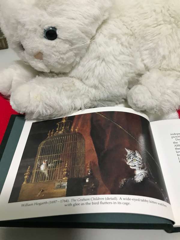 Lot of 2, Stunning White Cat life like and size plus a Cats in Art Book
