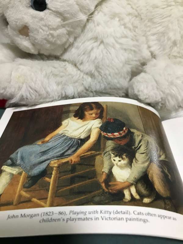Lot of 2, Stunning White Cat life like and size plus a Cats in Art Book