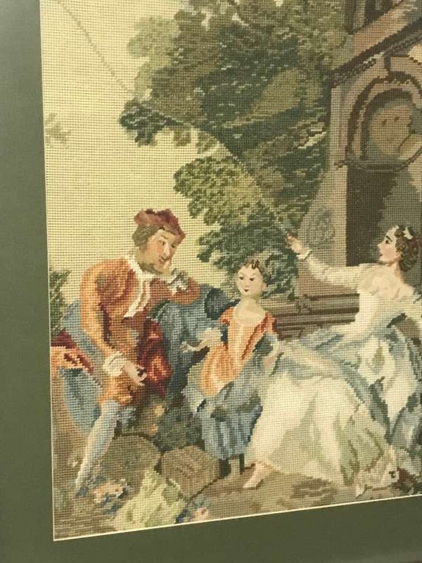 Louis xv Scene Tapestry Needlepoint Family Father Mother and Son 80cm x 65 cm