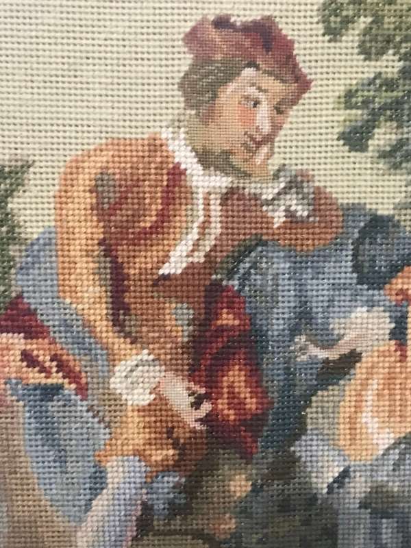 Louis xv Scene Tapestry Needlepoint Family Father Mother and Son 80cm x 65 cm