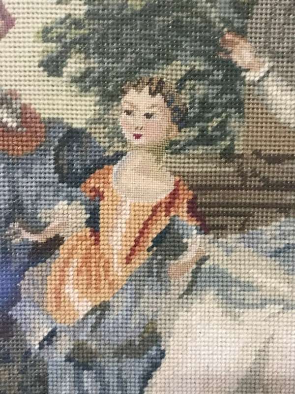 Louis xv Scene Tapestry Needlepoint Family Father Mother and Son 80cm x 65 cm