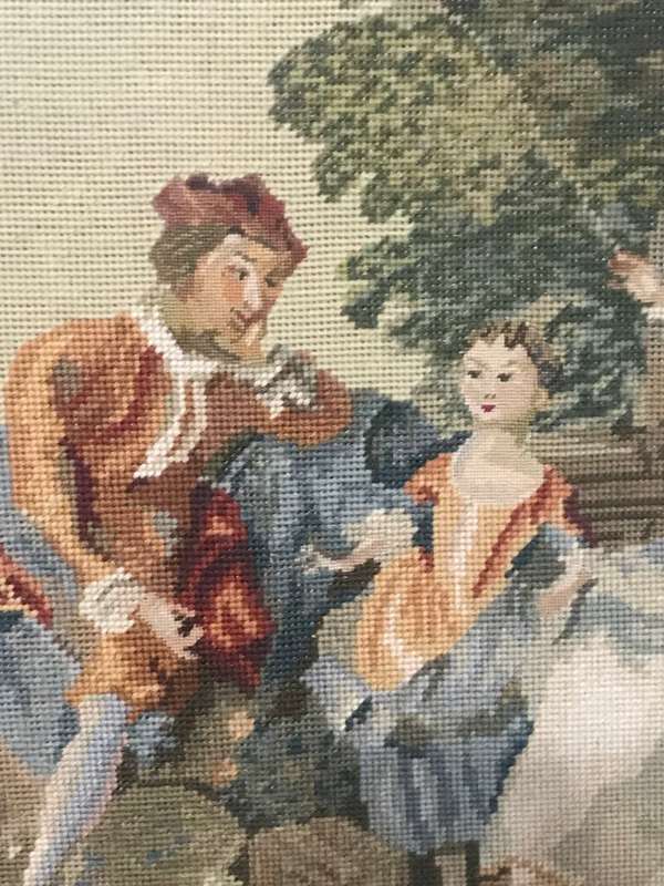 Louis xv Scene Tapestry Needlepoint Family Father Mother and Son 80cm x 65 cm