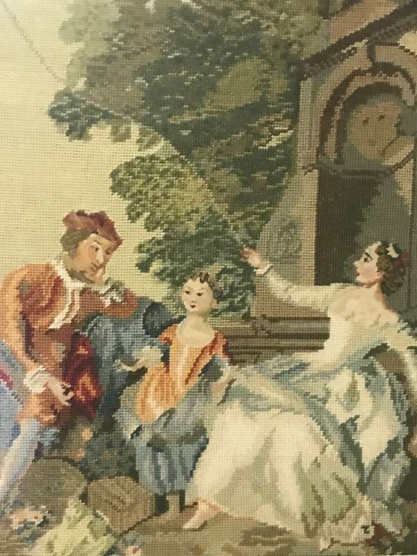 Louis xv Scene Tapestry Needlepoint Family Father Mother and Son 80cm x 65 cm