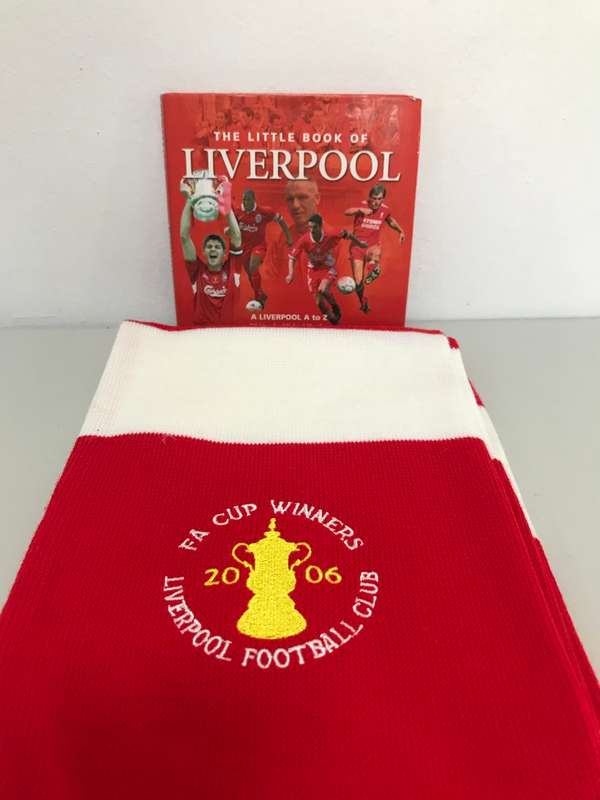 Lot of Two, Liverpool new scarf and a to z book by Michael Heatley combo