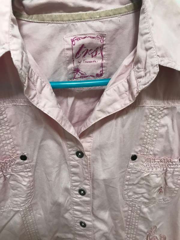 Ladies pink shirt embroidery infront size 38
