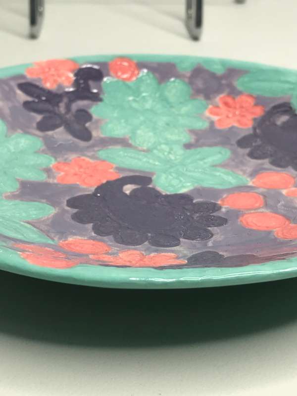 Hand Painted Pottery Bowl Flower Design Numbered at back 88559