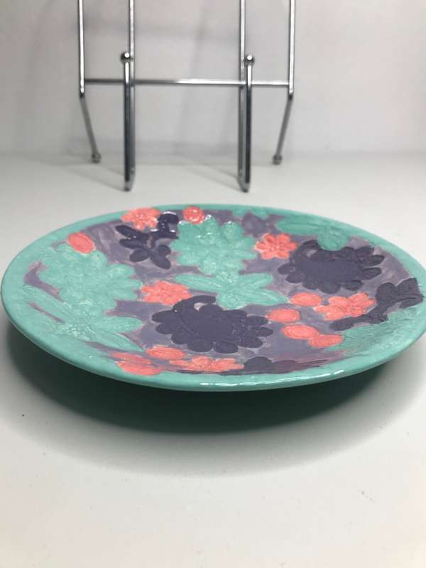 Hand Painted Pottery Bowl Flower Design Numbered at back 88559