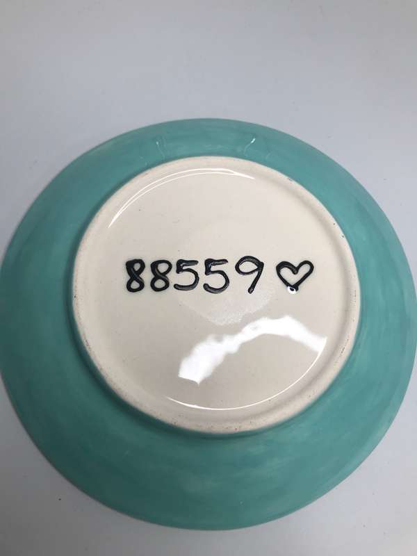 Hand Painted Pottery Bowl Flower Design Numbered at back 88559