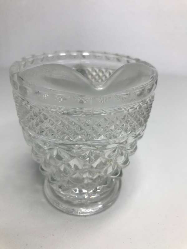 Wexford Clear Glass Creamer and Sugar Bowl Pressed Crystal criss cross pattern