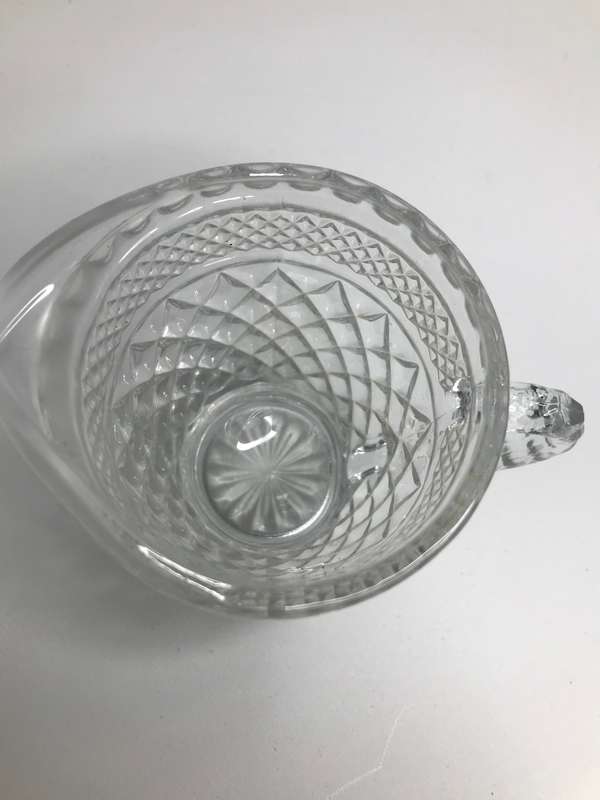 Wexford Clear Glass Creamer and Sugar Bowl Pressed Crystal criss cross pattern
