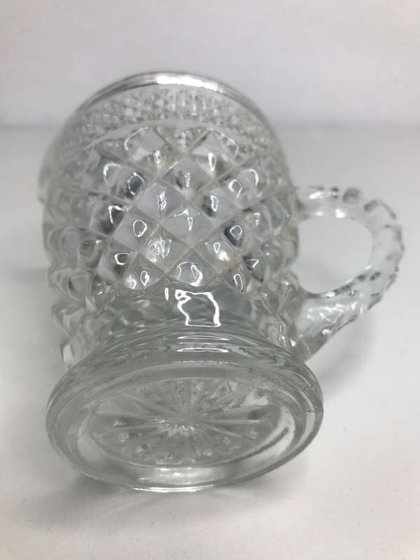 Wexford Clear Glass Creamer and Sugar Bowl Pressed Crystal criss cross pattern