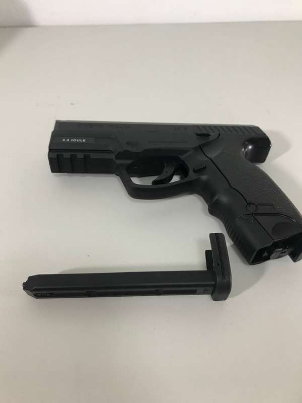 Gas Air Pistol M9-A1 Steyer with gas bottles and iron pellets balls