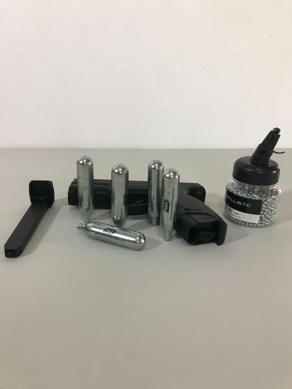 Gas Air Pistol M9-A1 Steyer with gas bottles and iron pellets balls