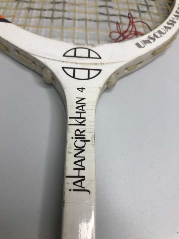 Squash Racket Signed Jahangir Khan and Rahman Khan Unsquashable COLLECTABLE
