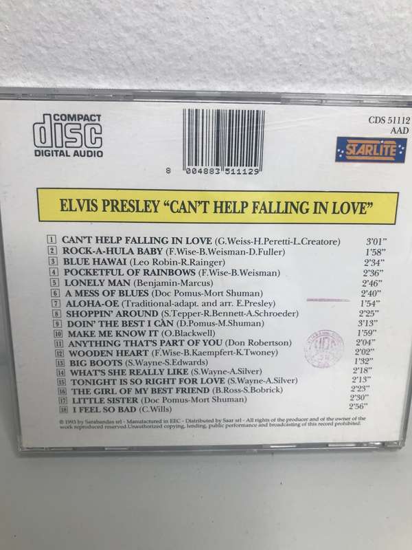CD Elvis Presley I Can't Help Falling In Love 18 songs