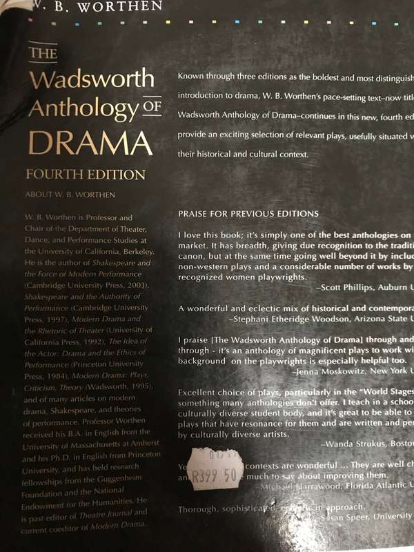 The Wadsworth Anthology of Drama 4th edition W.B Worthen