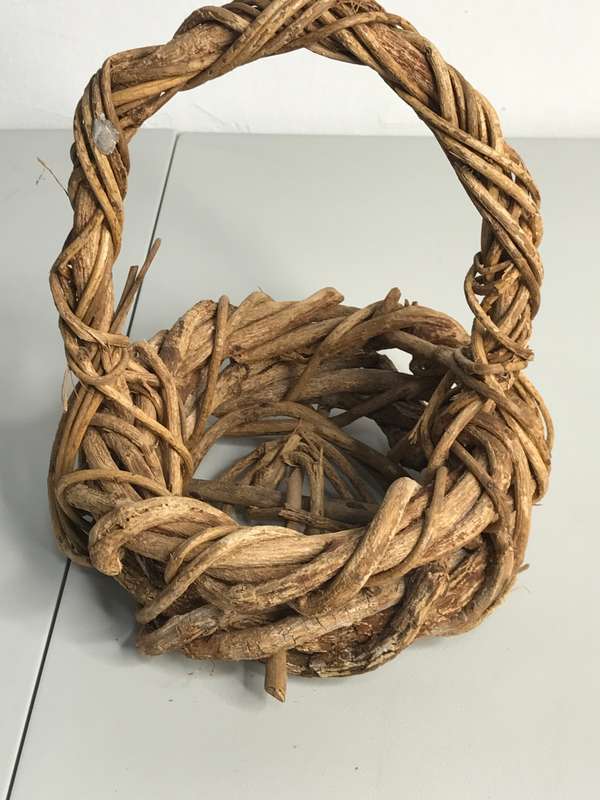 Vintage Small Primitive Style Handwoven Twig Vine Basket