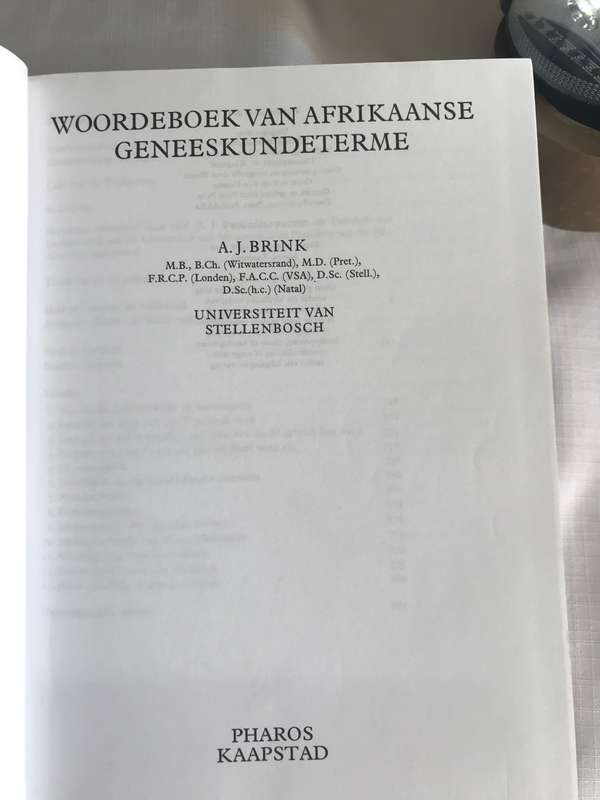 Geneeskunde terme Woordeboek van Afrikaans