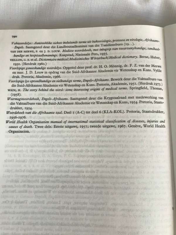Geneeskunde terme Woordeboek van Afrikaans
