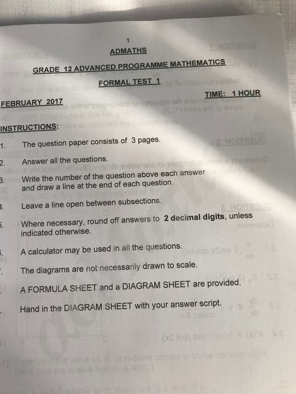 Grade 12 Advanced Mathematics past papers
