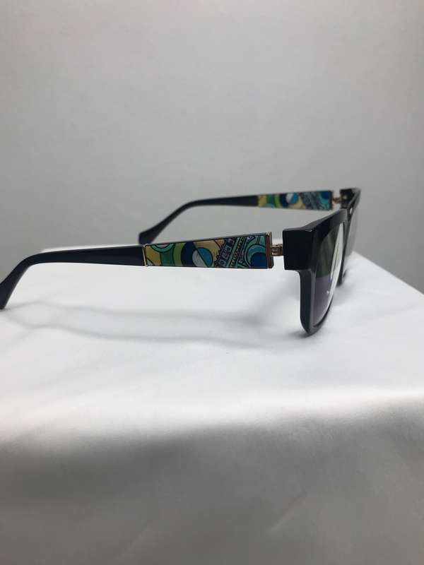 Ana Hickman Eyewear Unique Reversable sides 52-18 -142 FRAME ONLY Black and Multi colour sides