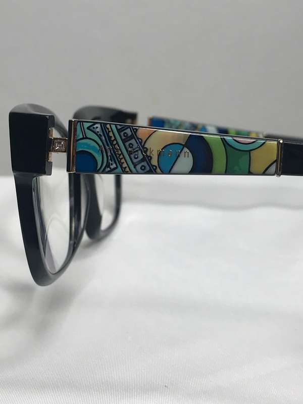 Ana Hickman Eyewear Unique Reversable sides 52-18 -142 FRAME ONLY Black and Multi colour sides