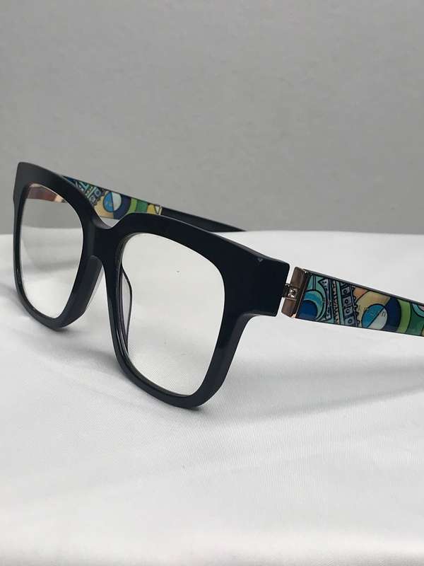 Ana Hickman Eyewear Unique Reversable sides 52-18 -142 FRAME ONLY Black and Multi colour sides