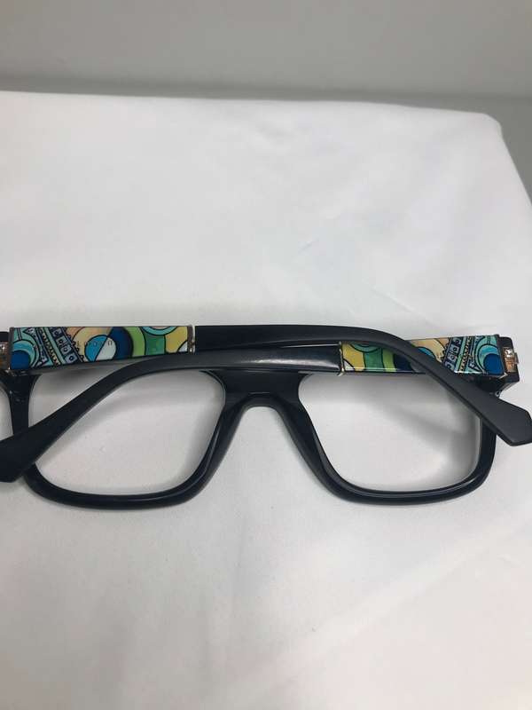 Ana Hickman Eyewear Unique Reversable sides 52-18 -142 FRAME ONLY Black and Multi colour sides