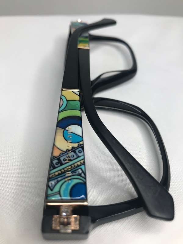Ana Hickman Eyewear Unique Reversable sides 52-18 -142 FRAME ONLY Black and Multi colour sides