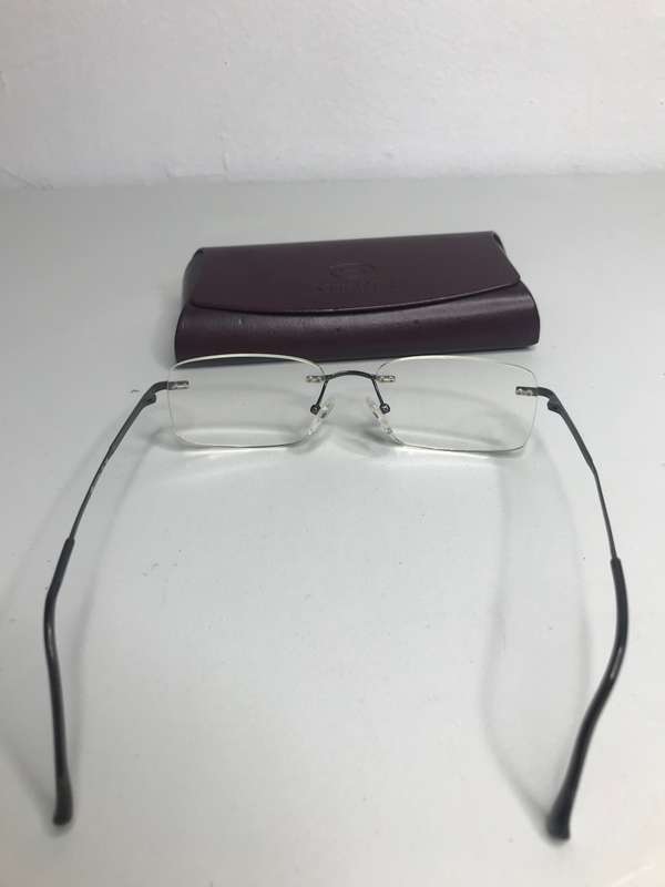 Eyewear Stepper Reading Glasses FRAMELESS 140 SI-80955 F022 53-17 TITANIUM and Red Leather Case