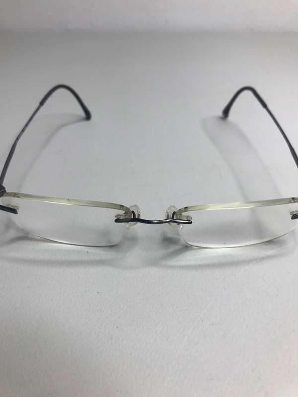 Eyewear Stepper Reading Glasses FRAMELESS 140 SI-80955 F022 53-17 TITANIUM and Red Leather Case