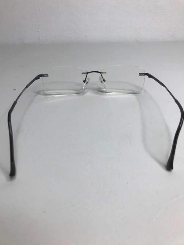 Eyewear Stepper Reading Glasses FRAMELESS 140 SI-80955 F022 53-17 TITANIUM and Red Leather Case
