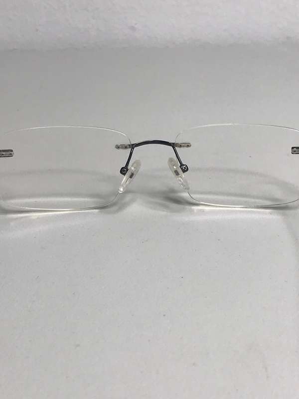 Eyewear Stepper Reading Glasses FRAMELESS 140 SI-80955 F022 53-17 TITANIUM and Red Leather Case