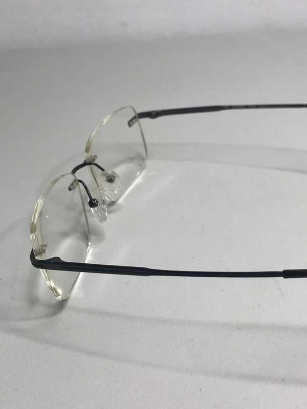 Eyewear Stepper Reading Glasses FRAMELESS 140 SI-80955 F022 53-17 TITANIUM and Red Leather Case