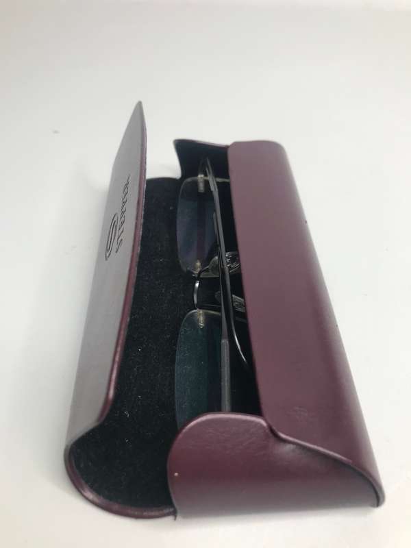 Eyewear Stepper Reading Glasses FRAMELESS 140 SI-80955 F022 53-17 TITANIUM and Red Leather Case