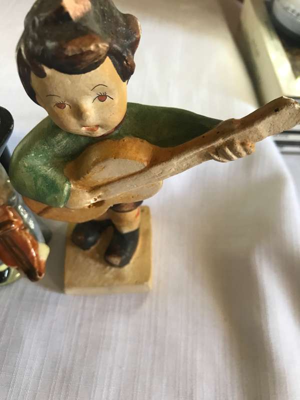 2 VINTAGE CHALKWARE MUSICIANS - 1930'S -1940'S