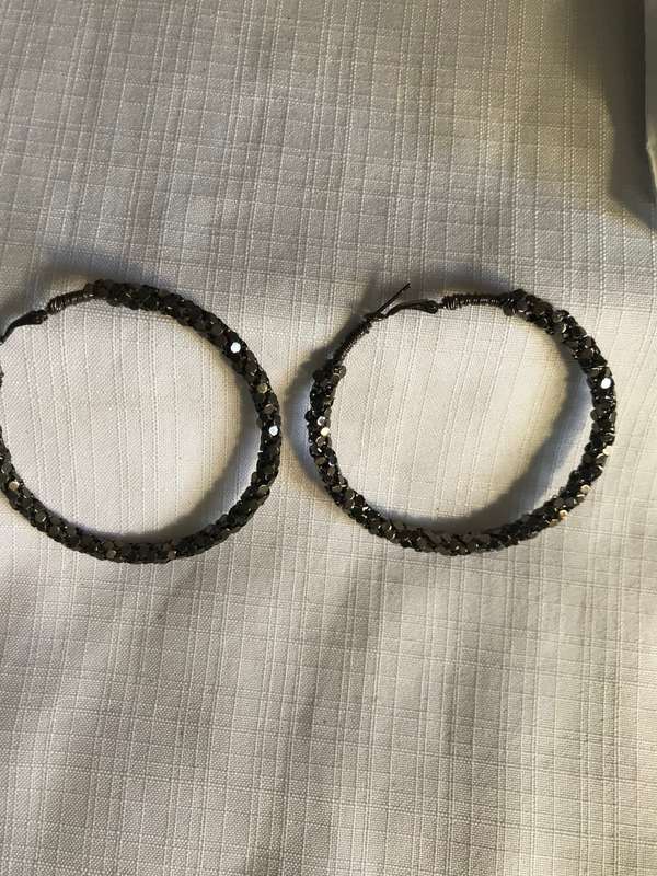 Vtg Metal Chunky Hoop Earrings