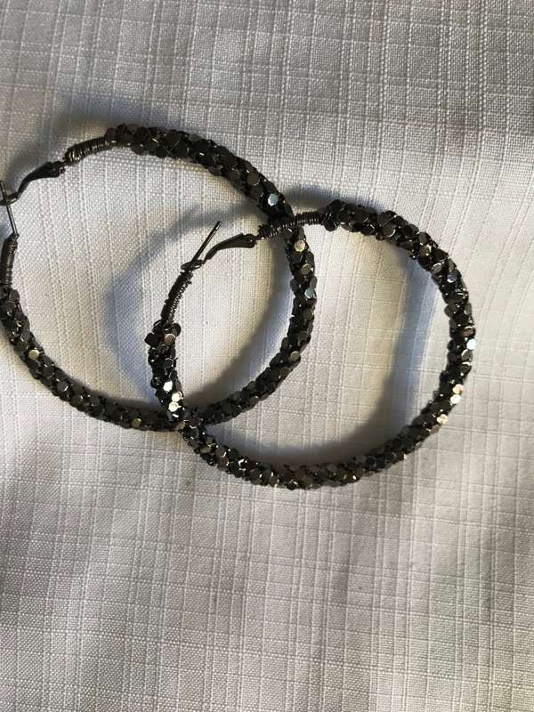 Vtg Metal Chunky Hoop Earrings