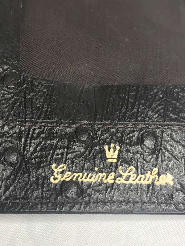 Wallet Ostrich Card Passport Holder Brown Genuine Leather Real Quality