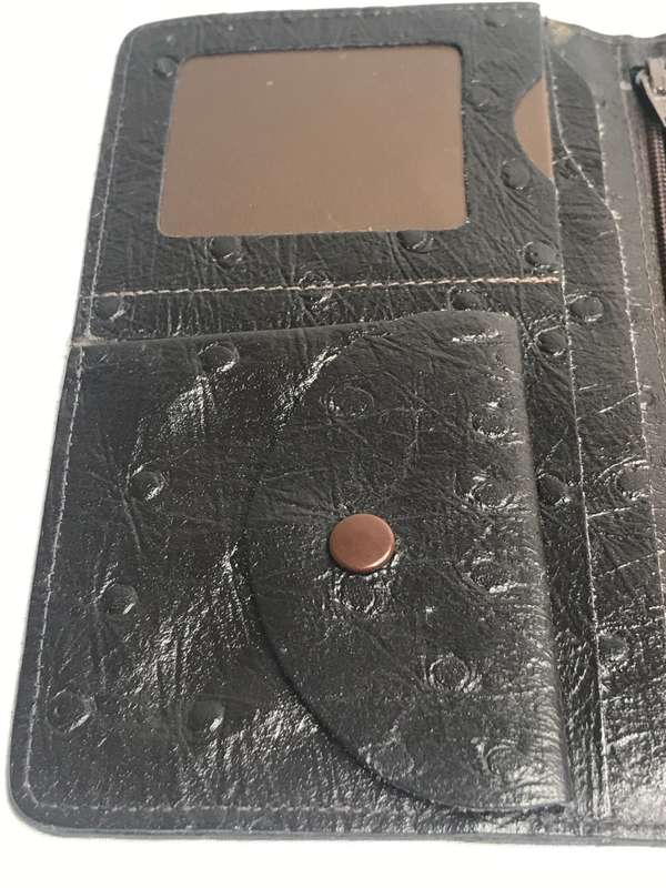 Wallet Ostrich Card Passport Holder Brown Genuine Leather Real Quality