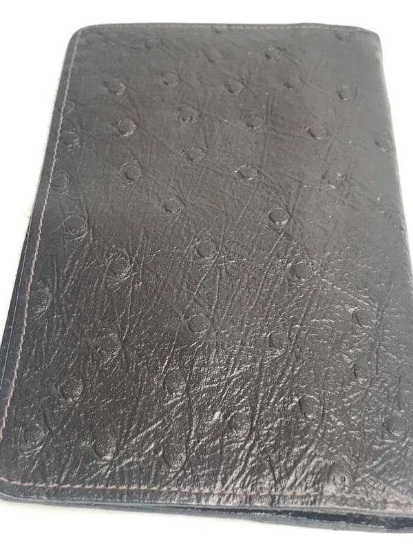Wallet Ostrich Card Passport Holder Brown Genuine Leather Real Quality