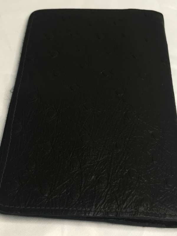 Wallet Ostrich Card Passport Holder Brown Genuine Leather Real Quality