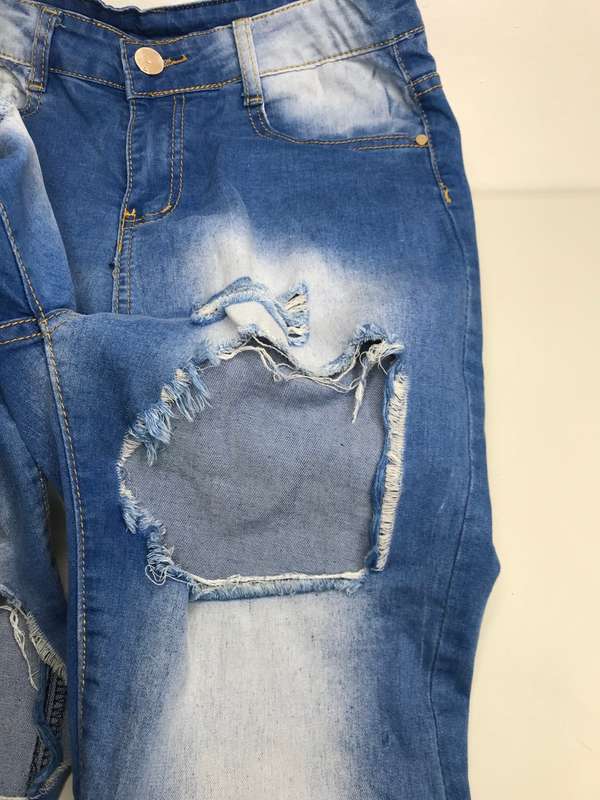Blue Denim Distressed Straight Leg Slim Fit size 30