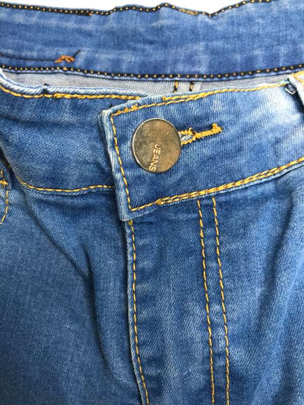 Blue Denim Distressed Straight Leg Slim Fit size 30