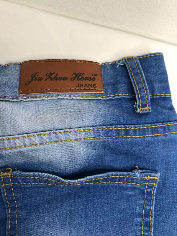 Blue Denim Distressed Straight Leg Slim Fit size 30