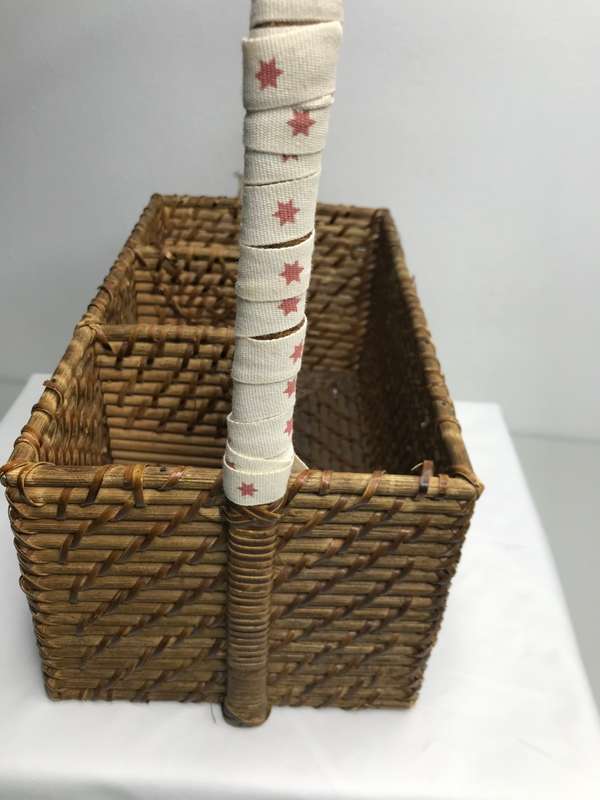 Large Rectangle Storage Basket,Dividers Basket Hand Woven with Handle,Organizing Wicker Basket Pantr