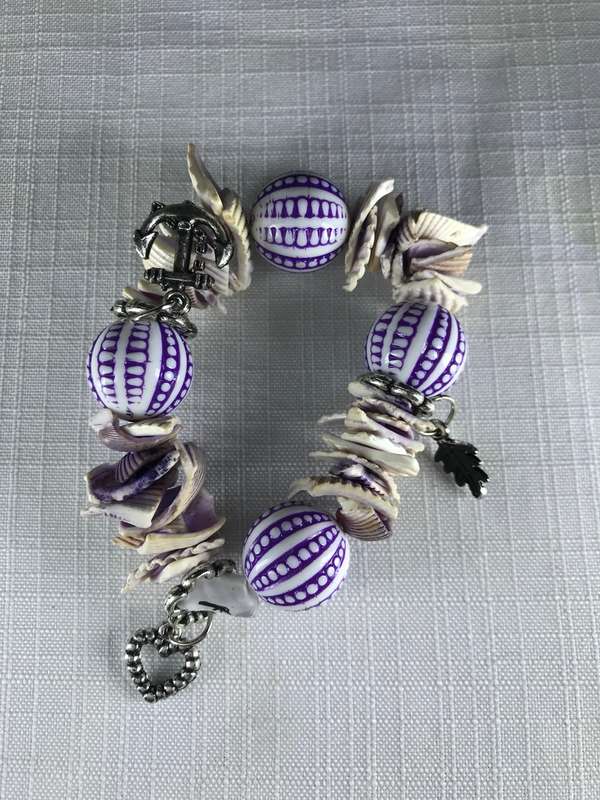 Sea shell beaded charm bracelet
