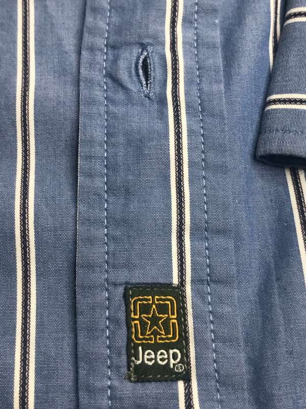 Jeep Long Sleeve Shirt Large Blue black n white stripe