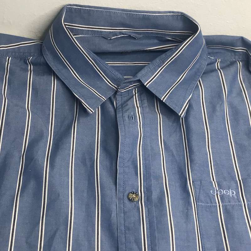 Jeep Long Sleeve Shirt Large Blue black n white stripe